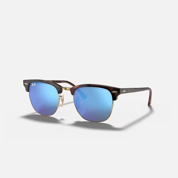 Ray-Ban RB3016 114517 51-21 Clubmaster Blue and Gold Sunglasses NWT